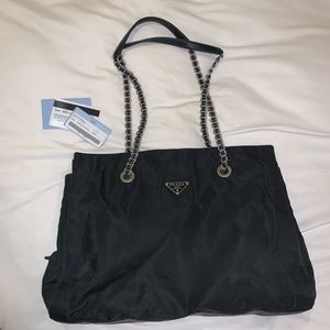 Prada Tessuto Acciaio Chain Link Tote Bag